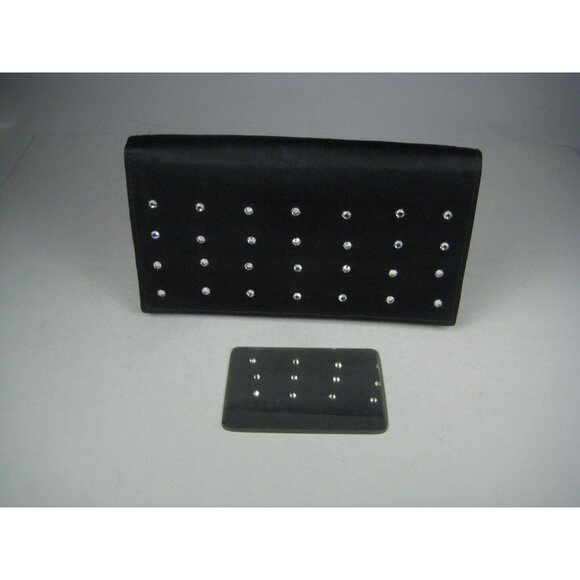 Britemode Black Clutch Rhinestones Snap Closure Purse Bag Front Flap Vintage - Picture 13 of 16